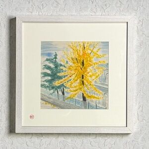 Elegant Framed Art with Yellow and Green Trees